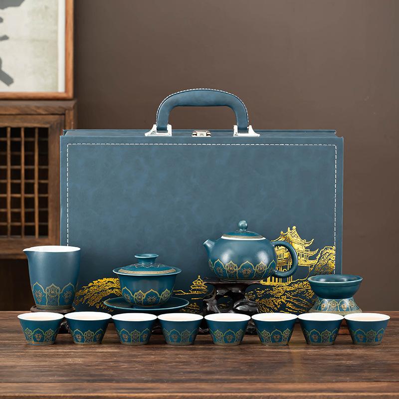 Guyun Ceramic Kung Fu Tea Set Gift Box, High-end Light Luxury Household Full Set, Send Customers Business Gift Prints