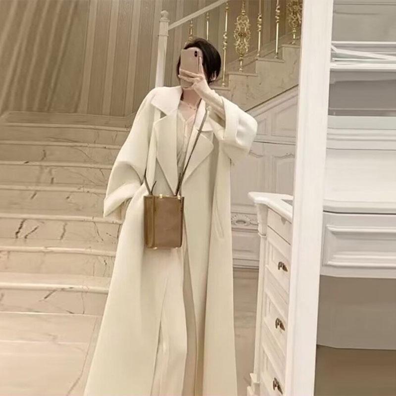 Женское свободное модное кашемировое пальто, осенне-зимний темперамент, утолщенное шерстяное пальто средней длины