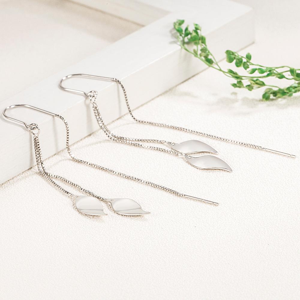 Fashion Blade Tassel Ear Hook Earrings Female Personality Simple Anti-Lost Temperament Mid-Length Leaf Earrings Earrings