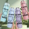 1PC I Do What I Want Cat Art 750ml Color Plastic Sports Water Bottle Leakproof Flip Straw Lid Suitable for Sports Office Home Use