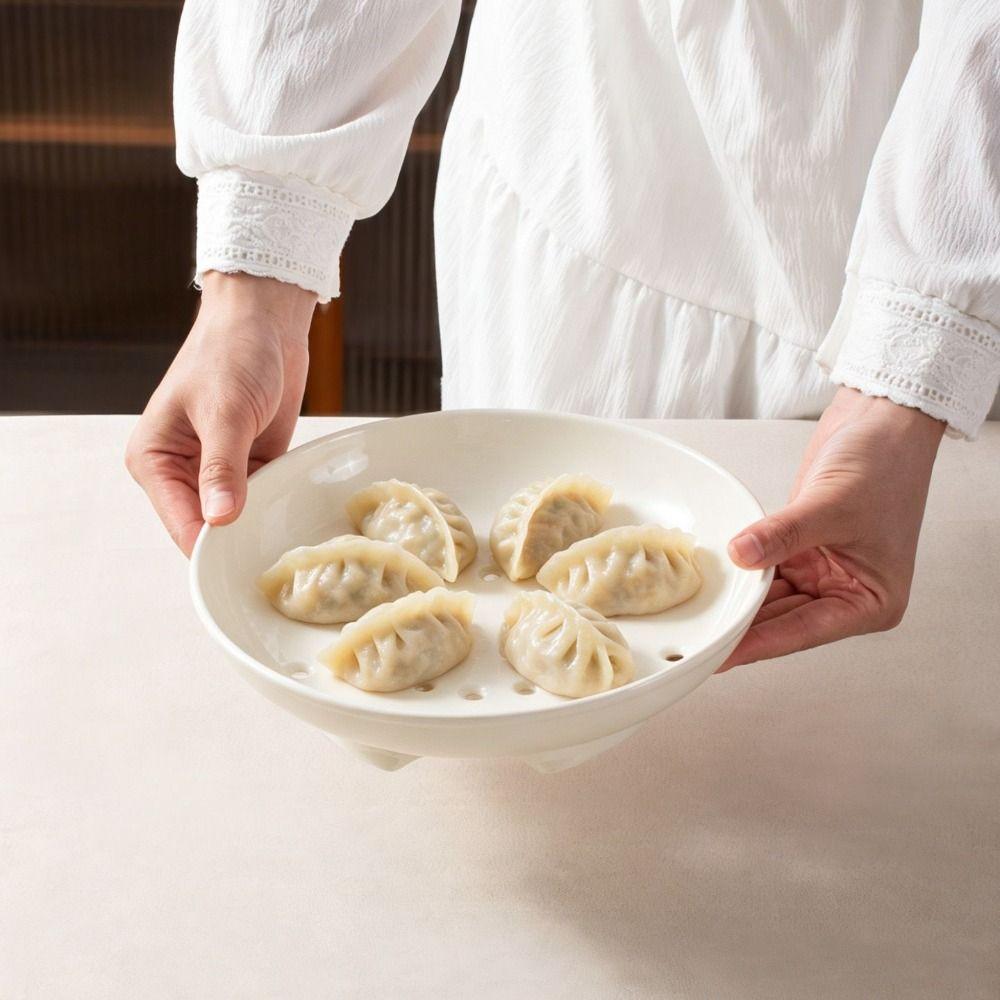 Round Shape Food Steaming Dish Hollow Porous Steaming Tray Steaming Bowl Seafood Drain