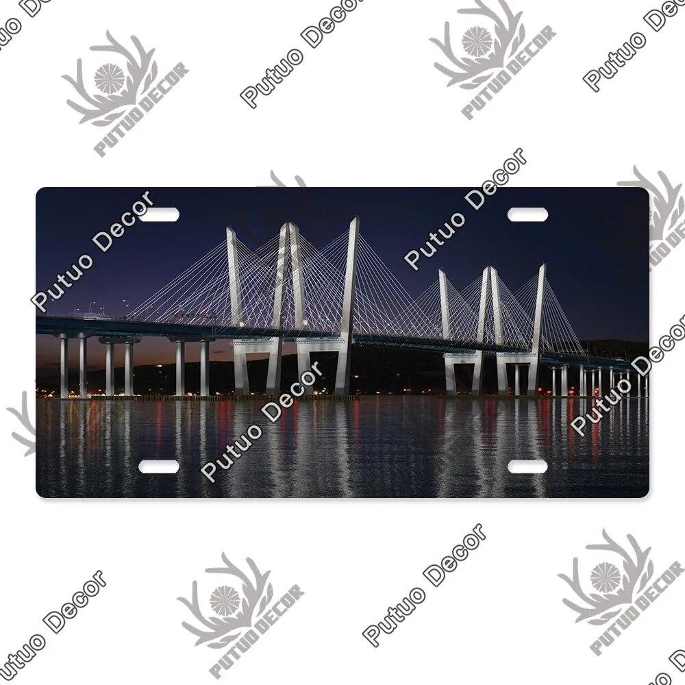 Putuo Decor Bridge Licenses Plate Metal Sign Plaque Metal Vintage Decoration for Living Room Door Beach House Home Wall Decor