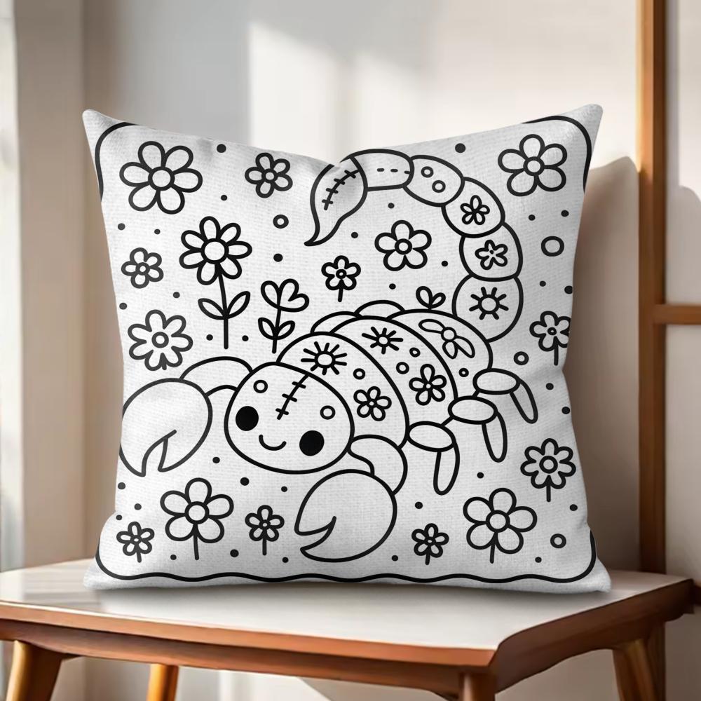 Graphic Calm Modern Cushion Cover Natural Linen Organic Fabric DoubleSided Printing Couch Pillow Covers Home Decor