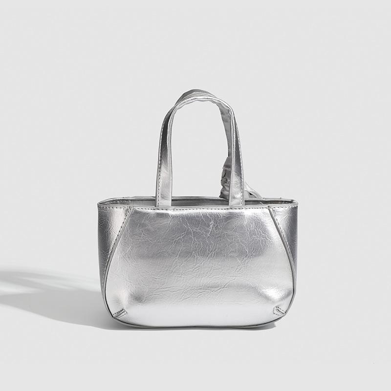 Сумка Texture Niche Женская мода Модная серебристая маленькая квадратная сумка с одним плечом Сумка через плечо