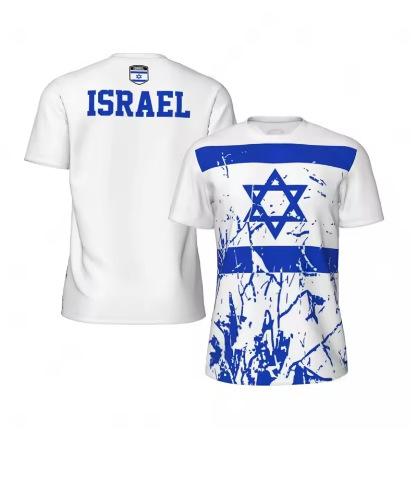 Trendy Israeli flag graphic football t-shirt for men Summer Trend 3D national logo print t-shirt Hugh