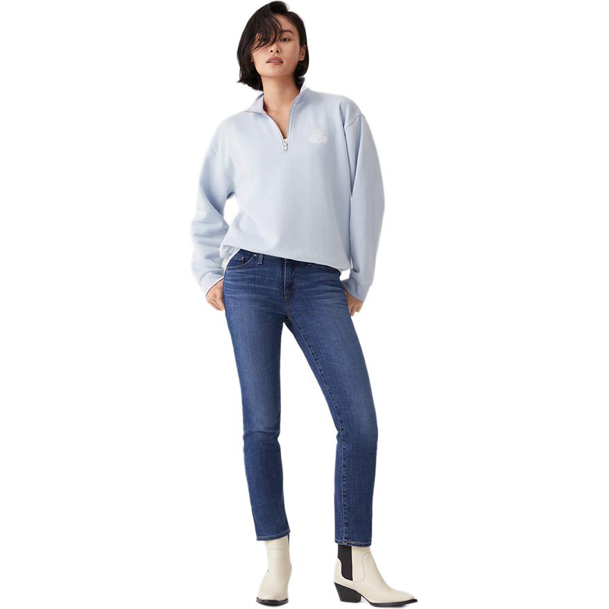 Толстовка женская Levis свободного кроя с логотипом, воротником-стойкой и длинными рукавами, светло-голубая 000O2-0001