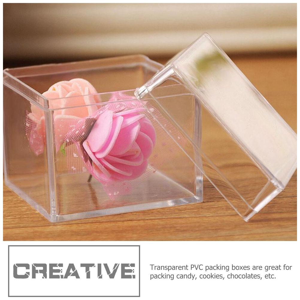 10 Pcs 4 5cm Square Acrylic Candy Boxes Clear Transparent Sealed Packaging Containers for Jewelry Gift Storage Party Favor