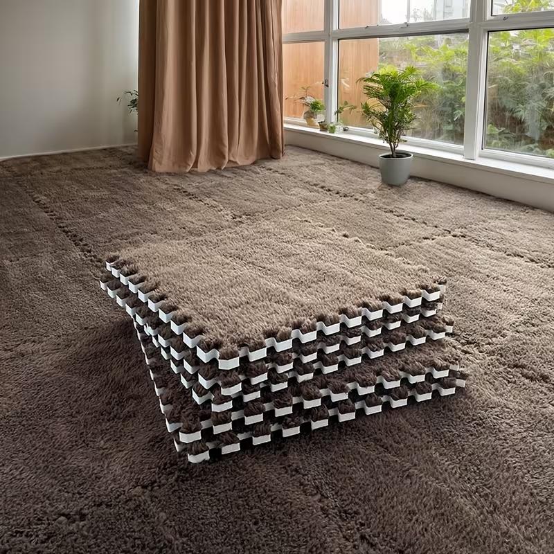 Коврик-пазл из ЭВА-пены с плюшевым покрытием, 30x30 см, мягкие ковровые плитки, игровой коврик, нескользящий ковер-пазл для домашней гостиной
