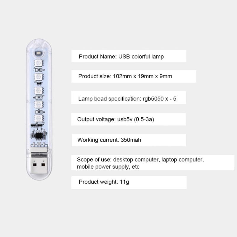 Usb Красочный Ночник Высокая Яркость Энергосберегающий Долгий Срок Службы Кнопочный Выключатель Светодиодные Лампы