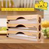 Wooden Cling Film with Sliding Cutter Drawer Bamboo Storage Suitable for Kitchen Living Room Storage Finishing Wooden Box