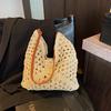 Summer Straw Woven Bag Women's New Seaside Vacation Beach Hollow Shoulder Tote Bag Woven Bag