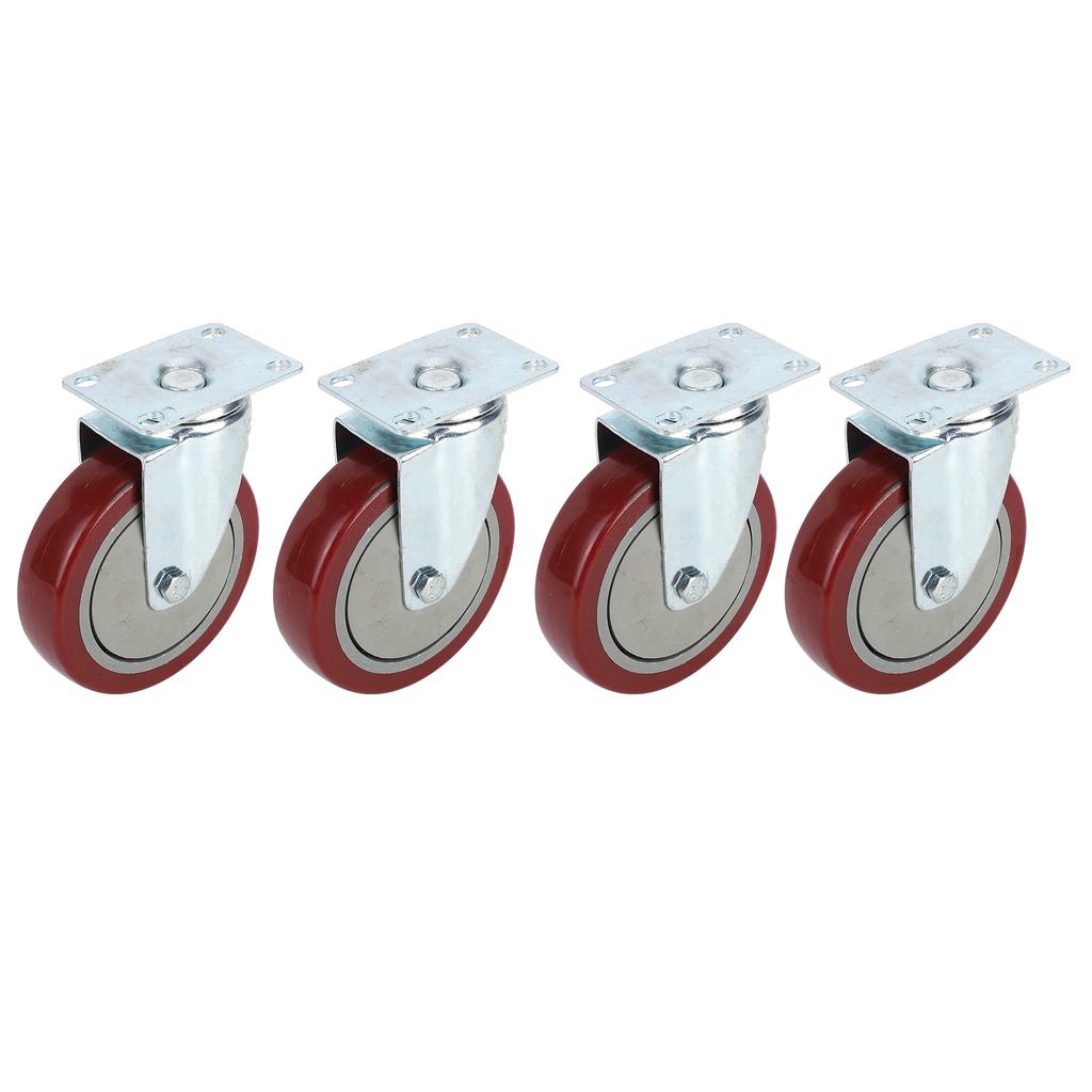 4PCS Heavy Caster 360 Degrees Rotation Plate PU Universal Wheel for Furniture Shopping Cart5in 250lb