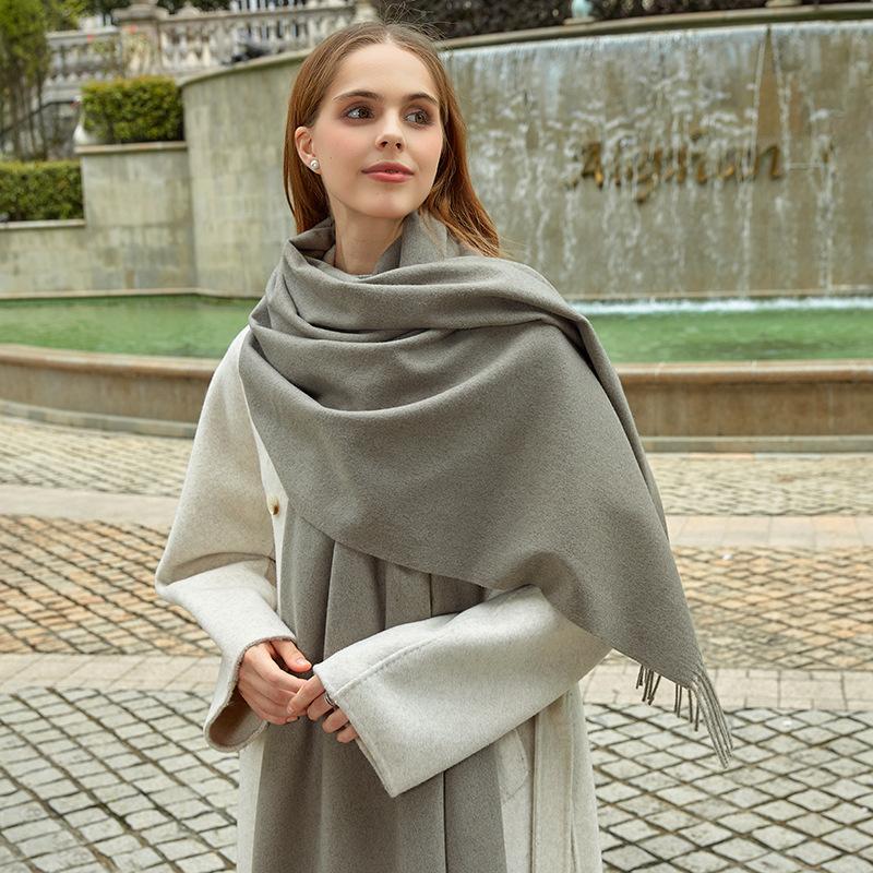 Wool Scarf Autumn and Winter Korean Style Cashmere Scarf Women's Winter New Style Women's Shawl Solid Color Scarf Versatile