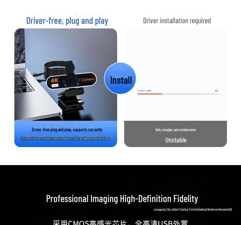 4K Ultra HD Webcam with USB Mic & Beauty Filter for PC/Laptop