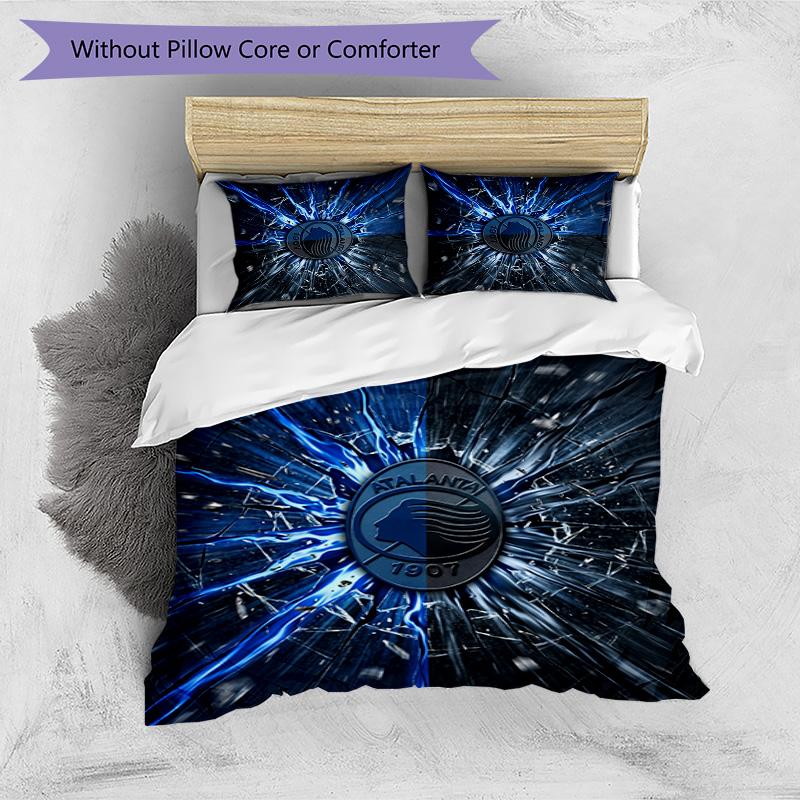 Atalanta FC Printed 3PCS Bedding Set Breathable Duvet Cover with Pillowcases Decorative Bed Linen for Bedroom Home