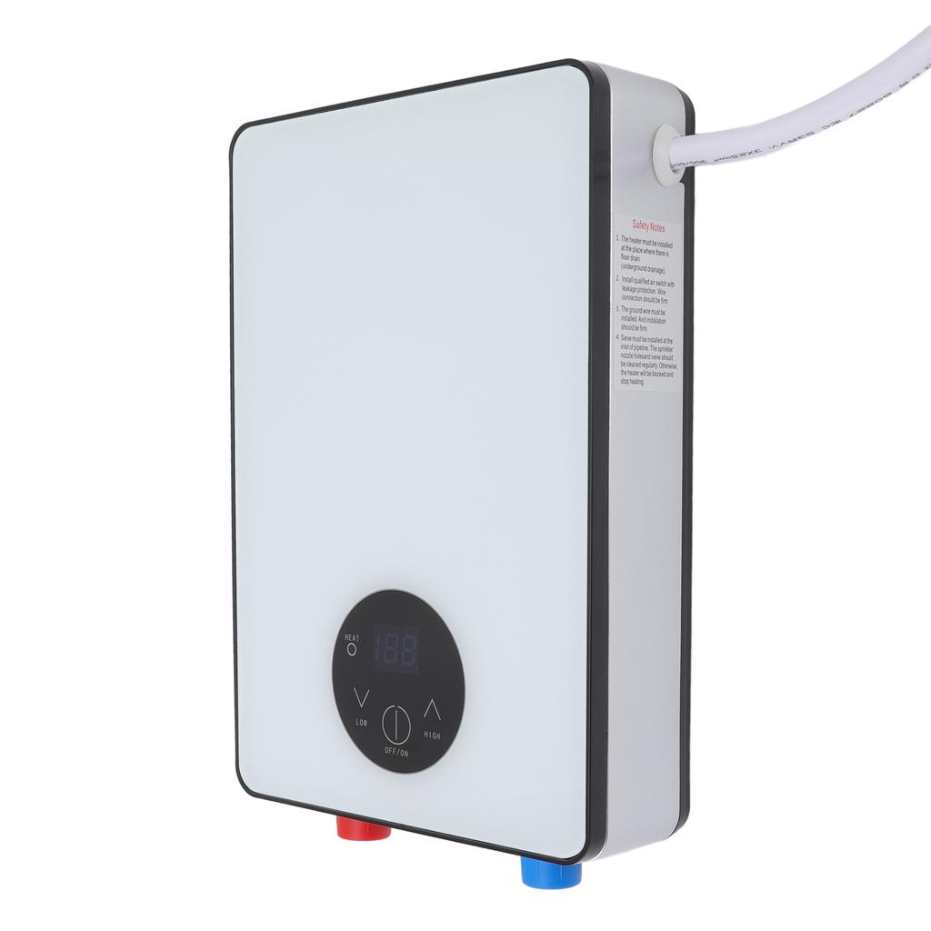 Электрический водонагреватель мгновенного нагрева воды мощностью 6500 Вт с сенсорным экраном и защитой от перегрева.