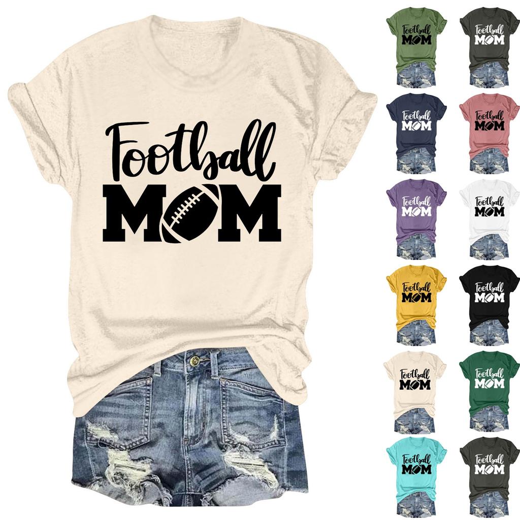 ФУТБОЛЬНАЯ МАМА, ПОЖАЛУЙСТА, КРИЧИТЕ, МАМА, САМАЯ БОЛЬШАЯ ФАНАТКА, женская повседневная модная футболка с коротким рукавом и круглым вырезом в стиле регби