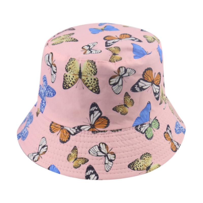 Korean Chic Fisherman Hat Women's Spring Summer Fashion Sunscreen Butterfly Print Bucket Hat Trendy