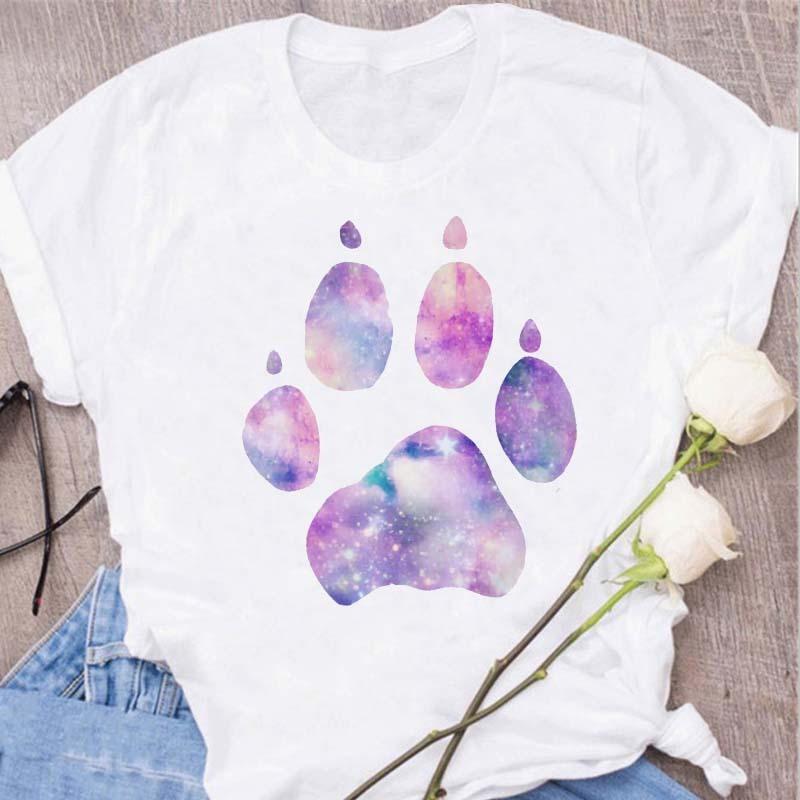 Womens Black Dog Claw Printed Tshirt Leopard Love Printed Christmas Reindeer Design Short Sleeve Casual Holiday Tshirt
