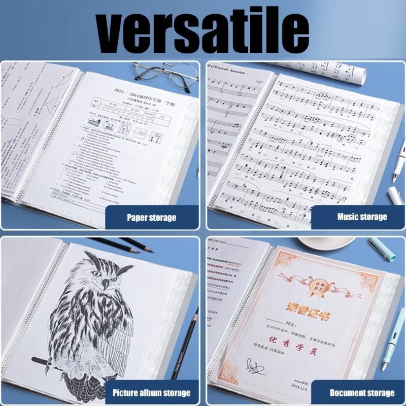 Multipurpose Document Project Folder 80 Pockets Display Folder Letter Size Display Folders Book with Protective Sleeve