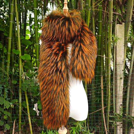 Women Long Scarf Solid Color Thickened Scarf Imitation Fox Fur Versatile Soft Scarf Winter Outdoor Wear