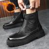 Зимние ботинки мужские из натуральной кожи в стиле ретро простые высокие повседневные ботинки на толстой подошве ботильоны