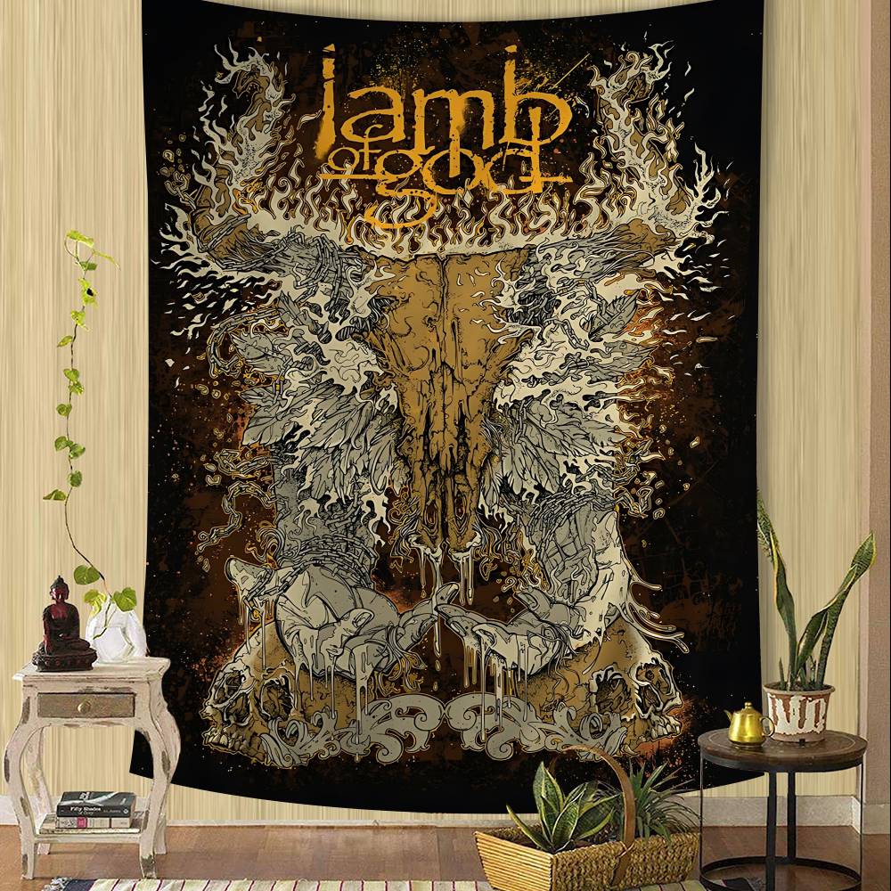 Американская метал-группа L-Lamb Of God Настенный гобелен Арт-печать Японский настенный гобелен Аниме Настенный подвесной элемент Декор для дома