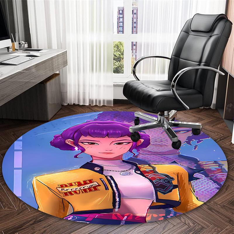 1pc KPop Demon Hunters ZOEY3 Print Round Carpet Chair Round Carpet Suitable for Bedroom Living Room Home Decorative Carpet