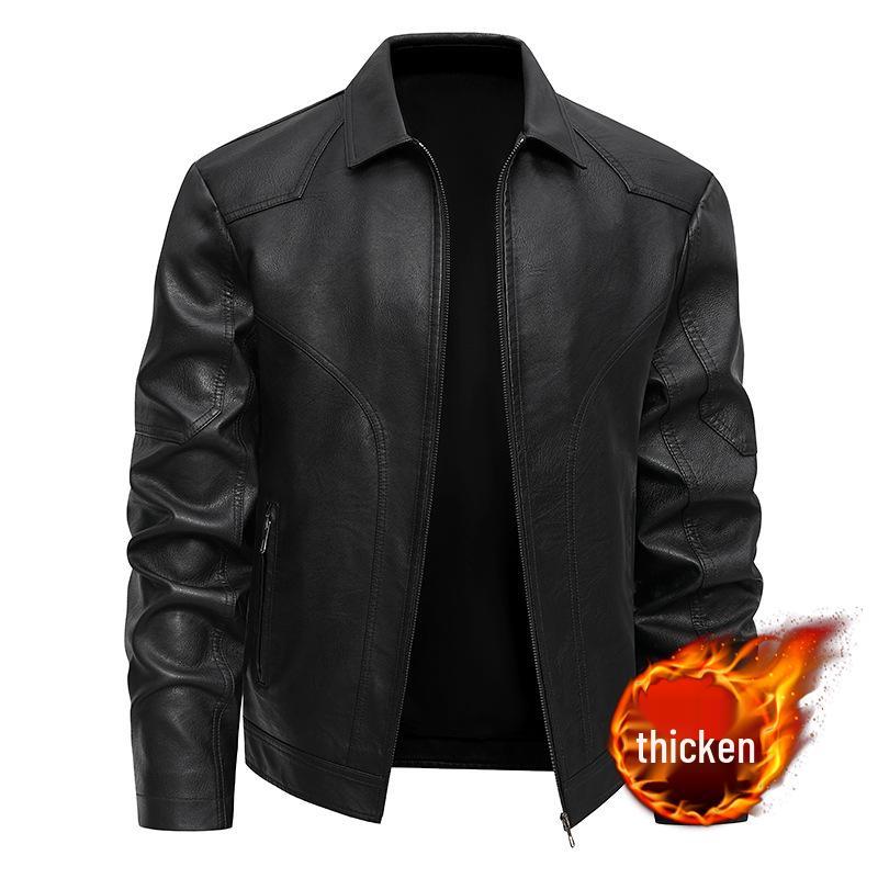 Мужская куртка из ПУ кожи большого размера Meikeduo - Молодежная, делового повседневного стиля, с воротником-стойкой, для весны и осени