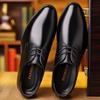 Fashion Men's New Business Leather Shoes Black Formal Men's Leather Shoe Oxfords Wedding Office Shoes Summer Breathable Pointed Sneakers