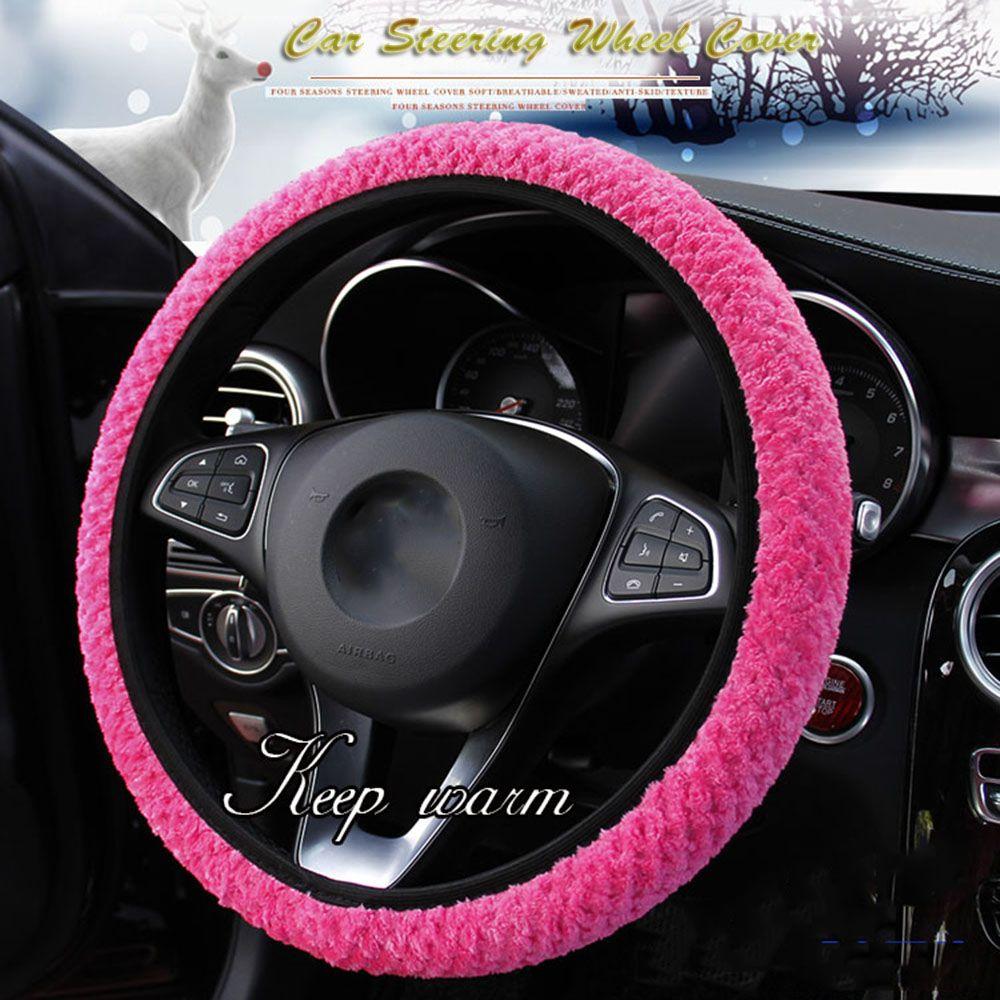 Auto Decoration Anti-Slip Protection Warm Plush Pearl Velvet Soft Car Steering Wheel Cover