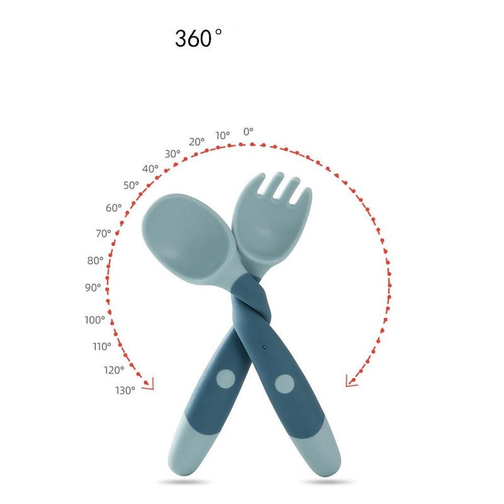 Ложка для ребенка, набор посуды, вспомогательная силиконовая ложка для еды, обучение еде для малышей, гибкая мягкая вилка, детская посуда
