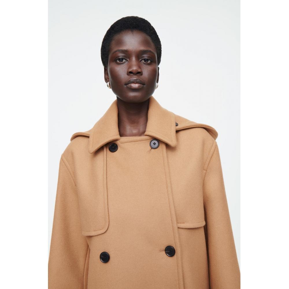 COS Японское шерстяное дафлкот с капюшоном