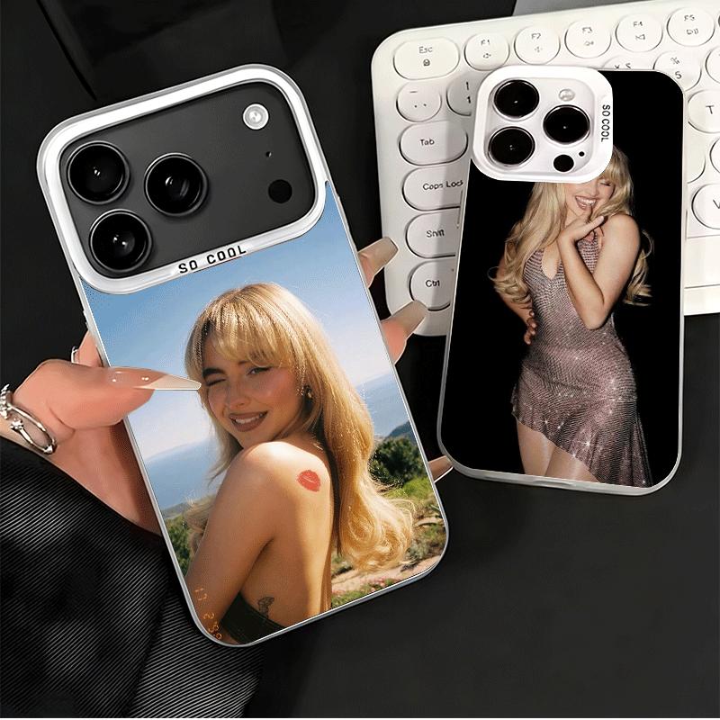 CR66 S-Sabrina C-Carpenter Мягкий чехол для телефона для iPhone 15 16 17 Pro Max 17Air 16E 14 Plus 13 12 Mini Ударопрочная задняя крышка