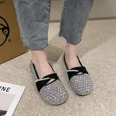 Модные туфли Мэри Джейн, женские летние туфли с неглубоким горлом, теплые, мягкие, с юбкой, со стразами, темпераментные, с плоской подошвой, удобные, 2024