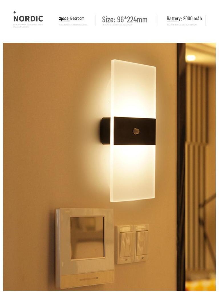Rechargeable Touch Sensor Cordless Wall Light for Bedroom, Living Room, or Corridor