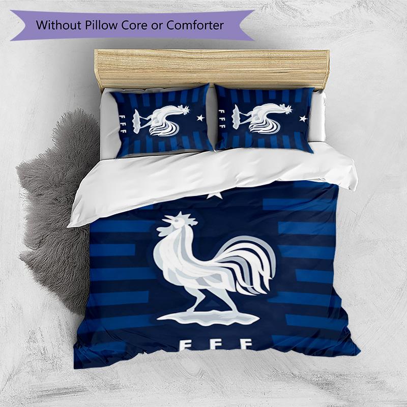 France national football team Pattern Printed 3PCS Bedding Set Soft Skin-Friendly Washable Duvet Cover & Pillowcases Set All Season Bedroom