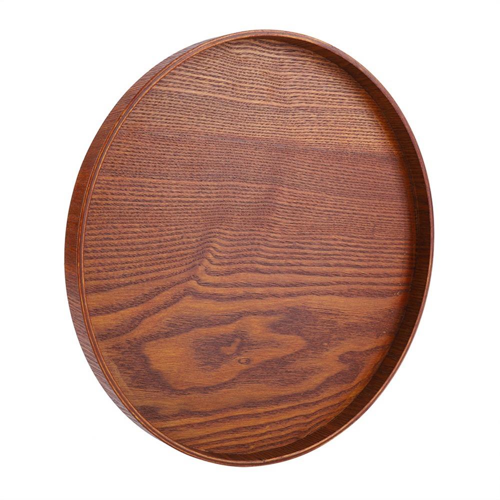 Solid Wood Wooden Plate Round Shape Food Server Coffee Serving Tea Tray  Restaurant