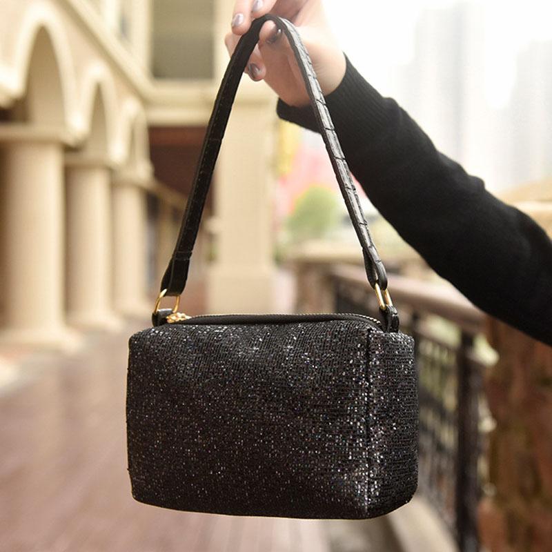 IELGY Портативная модная сумка-подушка с цепочкой и блестками, сумка через плечо, большая вместимость, легкая повседневная сумка