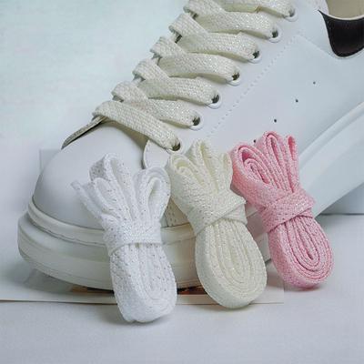 Блестящие белые шнурки плоские шнурки 1,2 см цветные яркие шелковые парусиновые повседневные шнурки металлические блестящие золотые серебряные шнурки