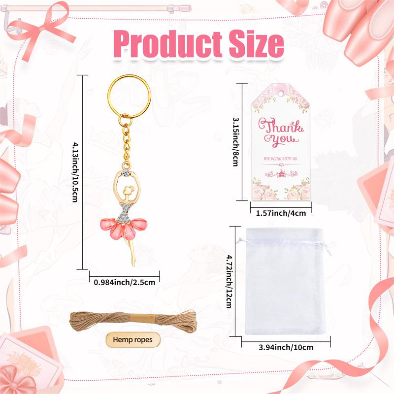 10 Наборов Гостевых Подарков, Включая Брелоки Балерины, Бирки «Спасибо», Белые Мешочки из Органзы для Подарков на Детский Праздник
