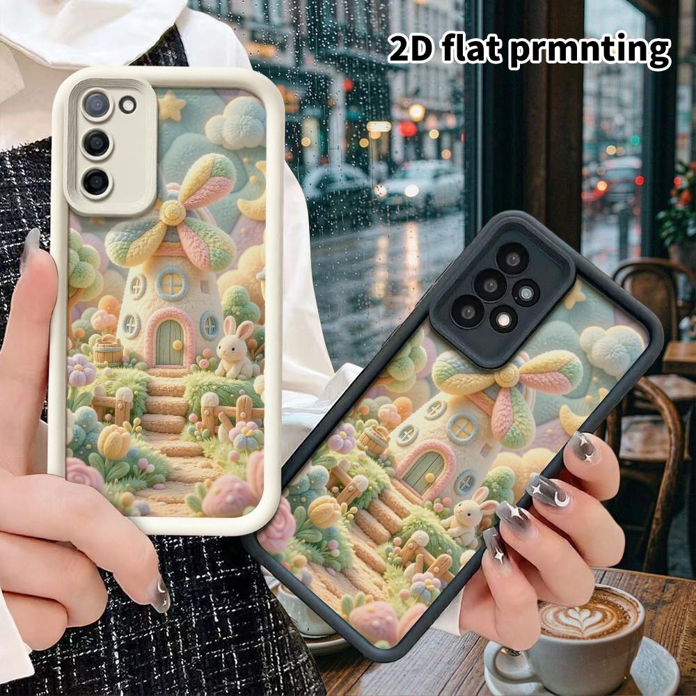Phone Case: 2D flat, suitable for Samsung Galaxy A34 A35 M05 M06 S20 S22 S21 FE Plus 5G protective case, plush windmill cottage, perfect Christmas and