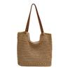 Straw bag women's large capacity 2025 new summer leisure shoulder bag shopping bag hollow woven bag beach bag