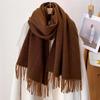 Однотонный Шерстяной Шарф Женский Зимний Теплый Шарф Мягкий Большой Размер Толстый Шаль Коричневый Кашемир Пашмина Шейный Платок Рождественский Подарок