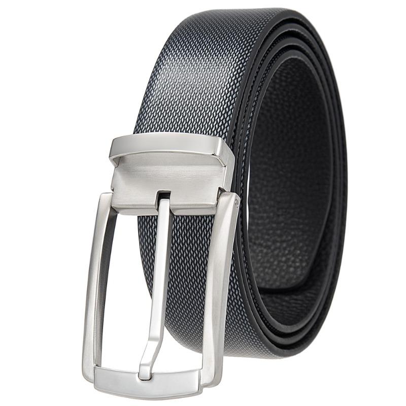 Pin buckle belt, punched belt, men first layer cowhide belt