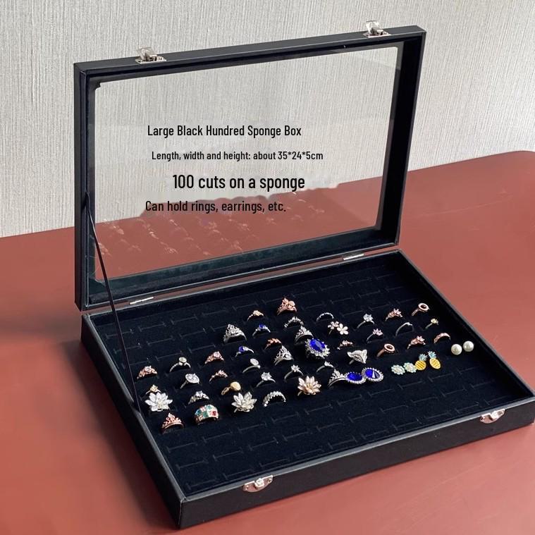 Черная бархатная шкатулка для украшений с решеткой и крышкой — высококачественное пыленепроницаемое хранилище для ожерелий, колец и сережек
