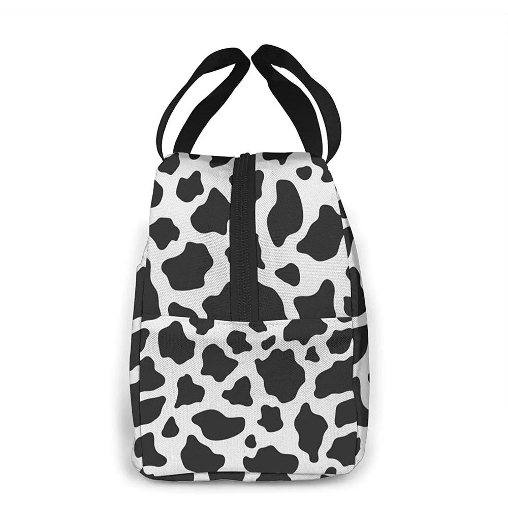 Портативная сумка для обеда с рисунком коровы, женская водонепроницаемая сумка-тоут, сумки на плечо, маленькие сумки, кошельки, для шопинга, офиса, школы, пикника, кемпинга