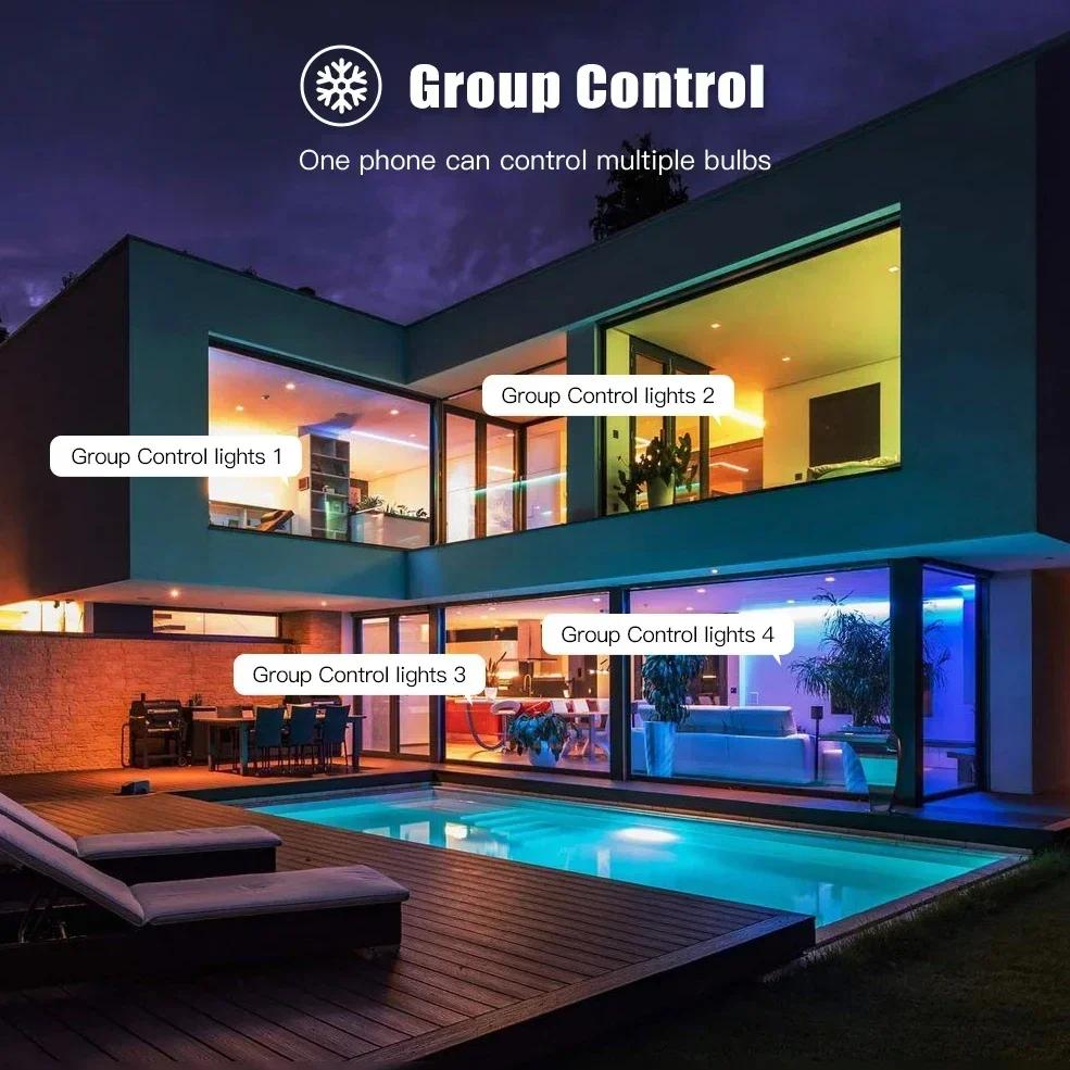 Zigbee LED Smart Bulb E27 E14 GU10 RGB+CW+WW Tuya APP Voice Control Dimmable Light Compatible with Alexa Google Home SmartThings