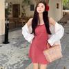 Women's Dress Plaid Slip Dress Lace-up Shoulder Strap Backless Beach Dress