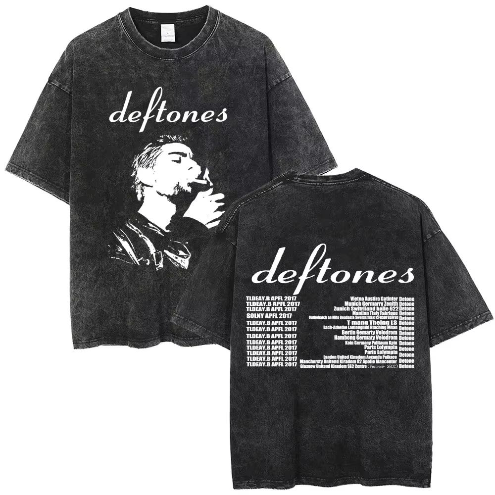 Стирка Винтаж Альтернатива Хэви-метал Рок-группа Deftones Личная Музыка Змея Графический Принт Футболка Мужская Женская Хлопок Оверсайз Футболки